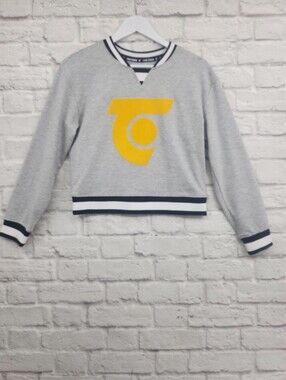 Tretorn Logo Sweatshirt Size Small Gray Varsity Pullover Athleisure Scandinavian